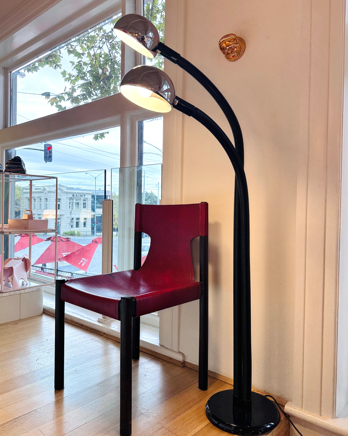 VINTAGE / Oslo Aust. 1970s Chrome Gooseneck Floor Lamp