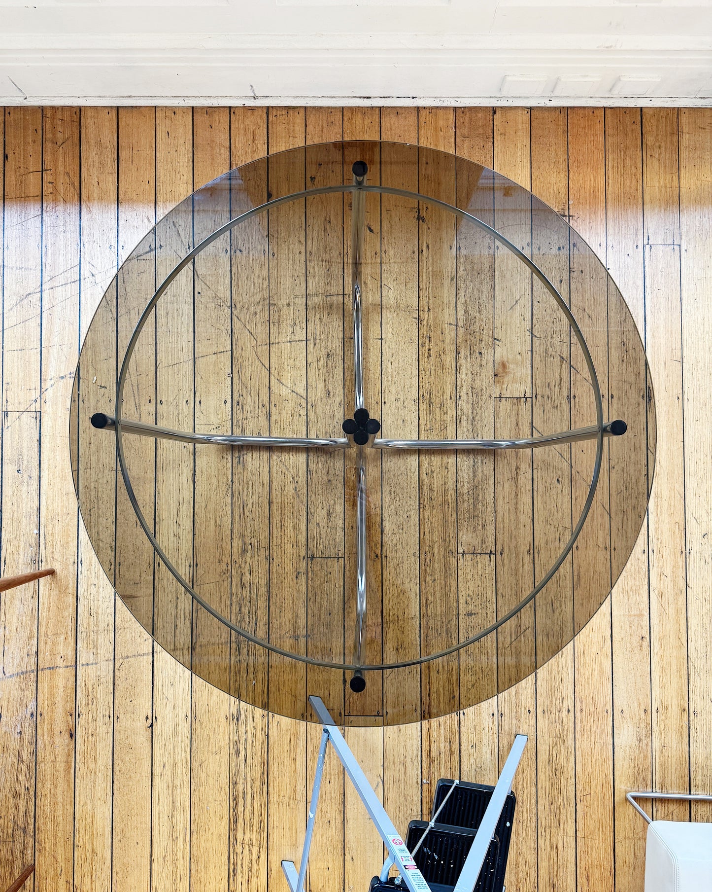 VINTAGE / Chrome + Smokey Bronze Glass Dining Table