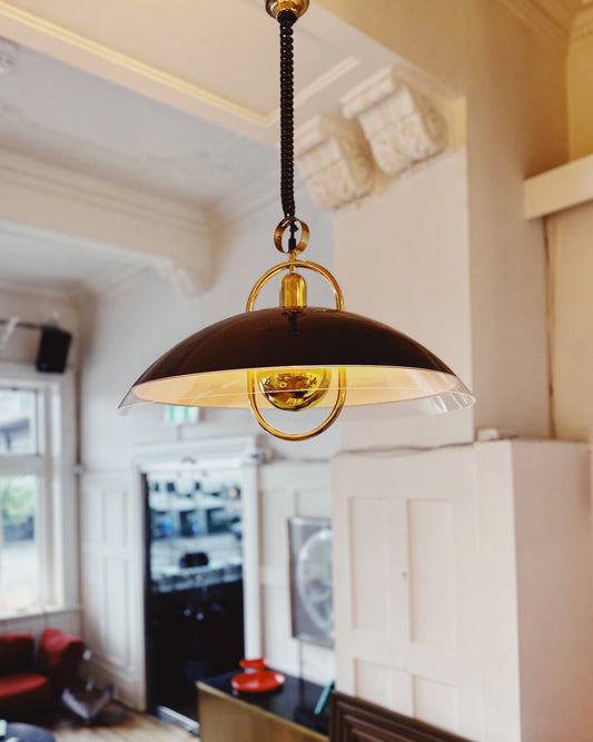 VINTAGE / 1970s Acrylic & Brass Pendant Light