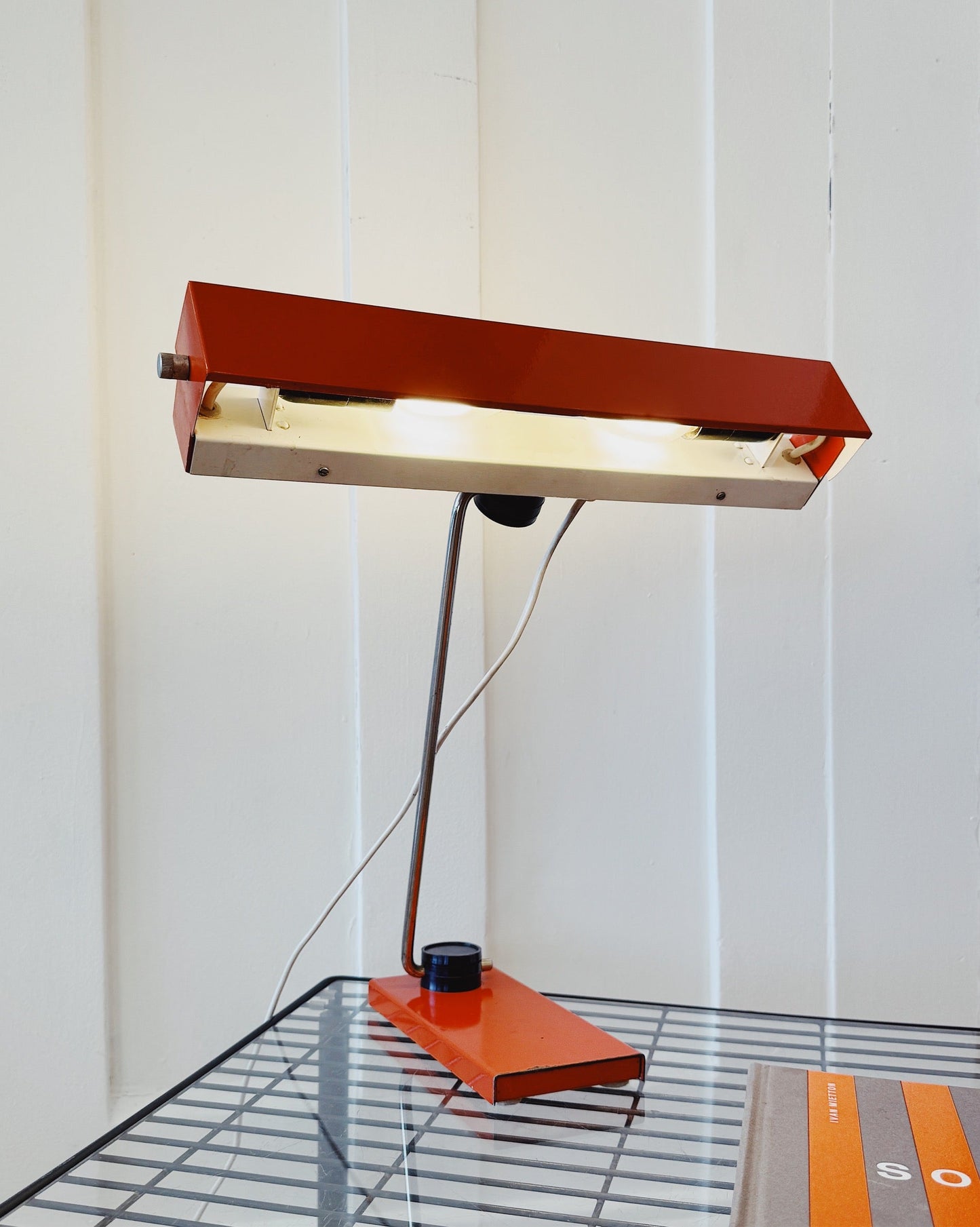 VINTAGE / German Banker Desk Lamp - Orange