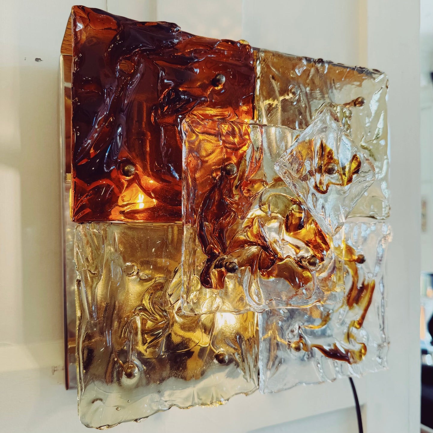 VENINI / 1970s Murano Glass Patchwork Wall Sconce by Toni Zuccheri