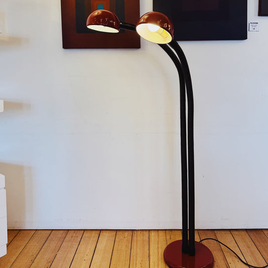 OSLO Aust. / 1970s Burgundy Gooseneck Floor Lamp
