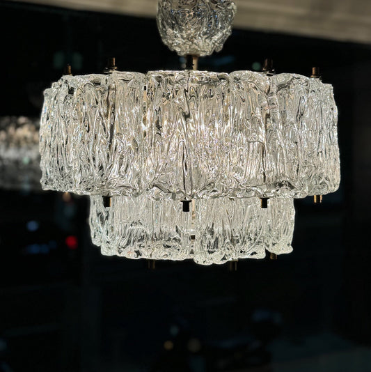 BAROVIER e TOSO / 1950s Mattonella Murano Glass Chandelier