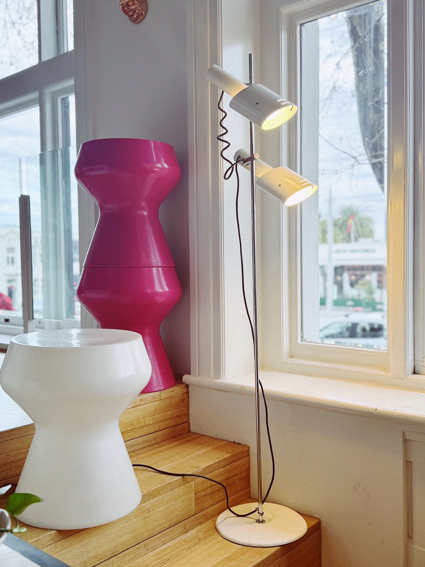 OSLO / White Space Age Dual Head Floor Lamp