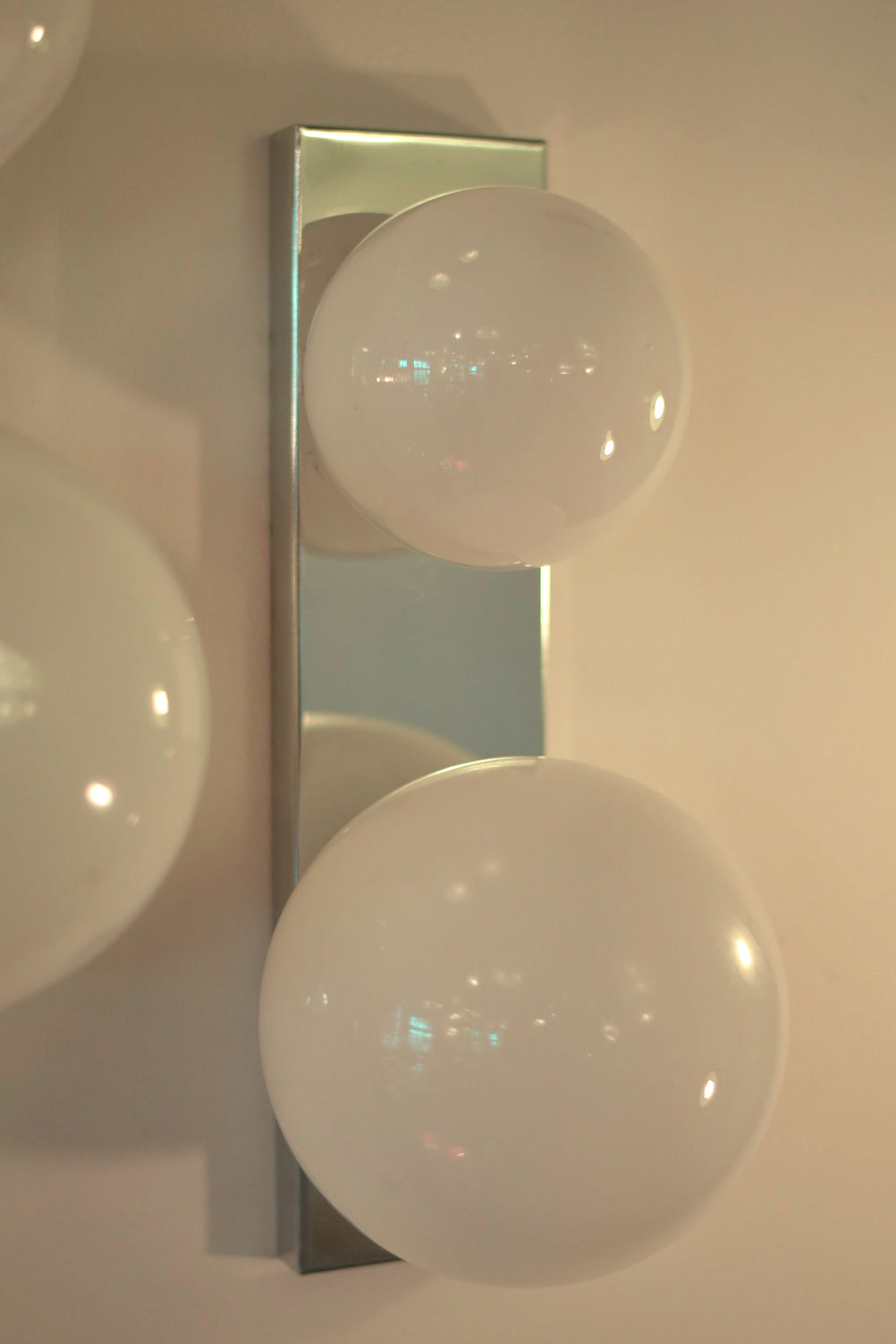 VINTAGE / Pair of Chrome & Glass Wall Sconces