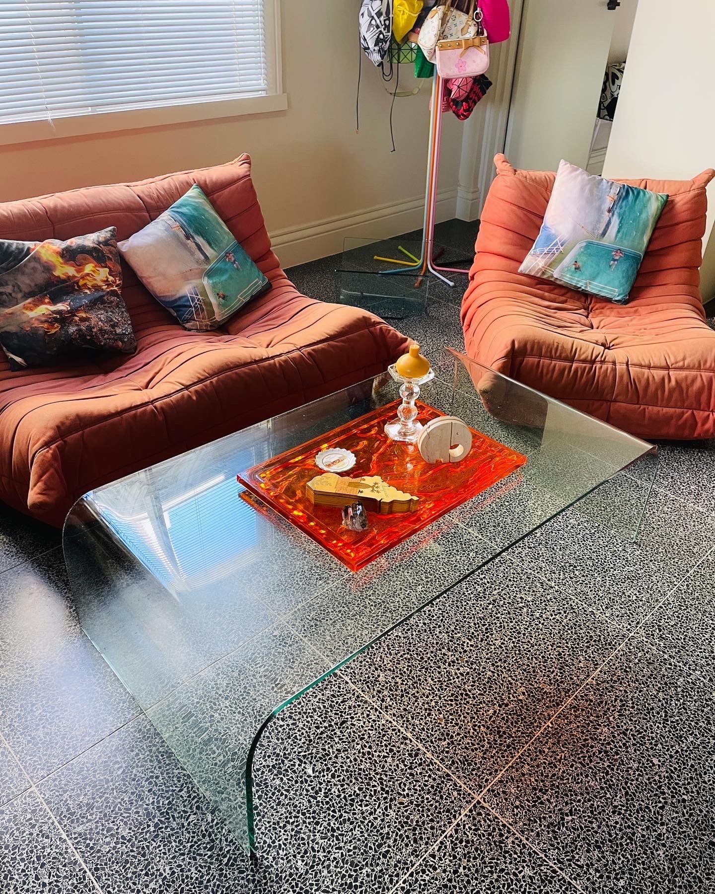 FIAM ITALIA / Ponte Waterfall Glass Coffee Table by Angelo Cortesi