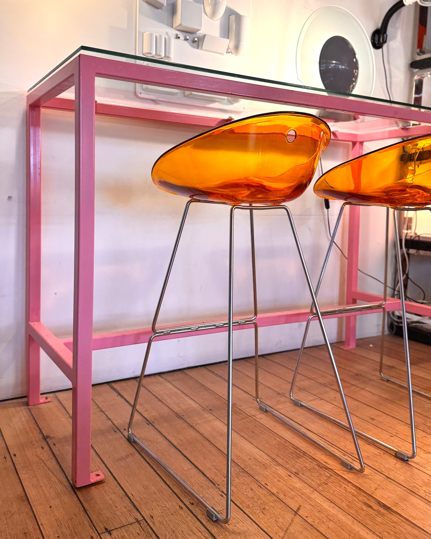 UNNEW / Pedrali Gliss 902 Acrylic & Chrome Bar Stools