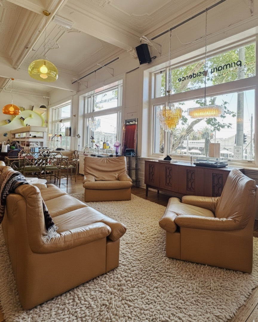 VINTAGE / Soft Tan Leather 3-Seater