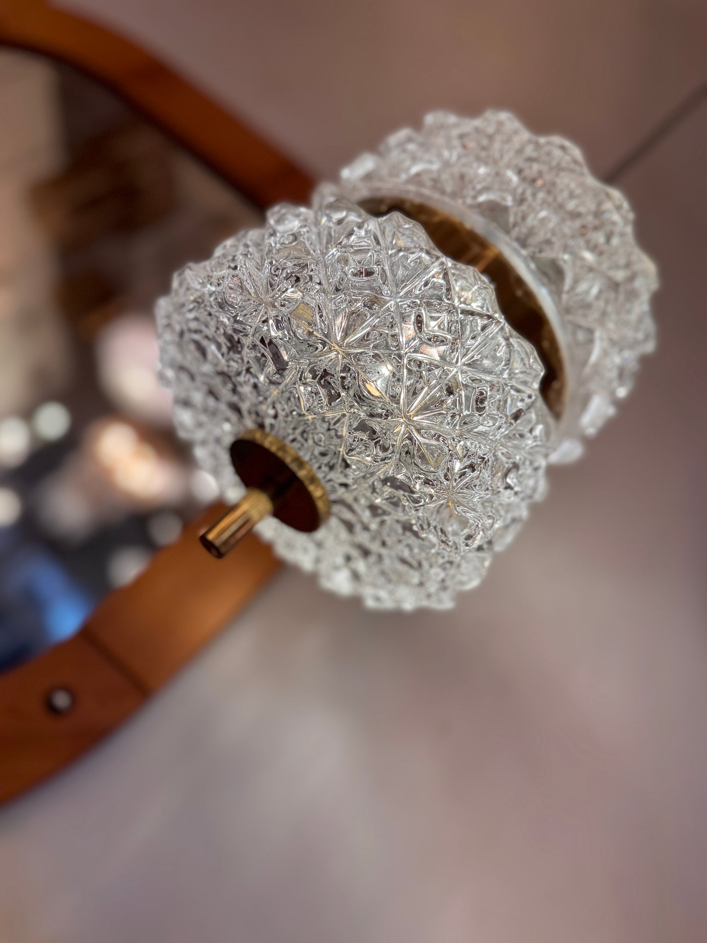 VINTAGE / 1960s Austrolux Crystal Glass Pendant Light