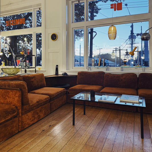 VINTAGE MODULAR / 1970s Cognac Terry/Velour sofa