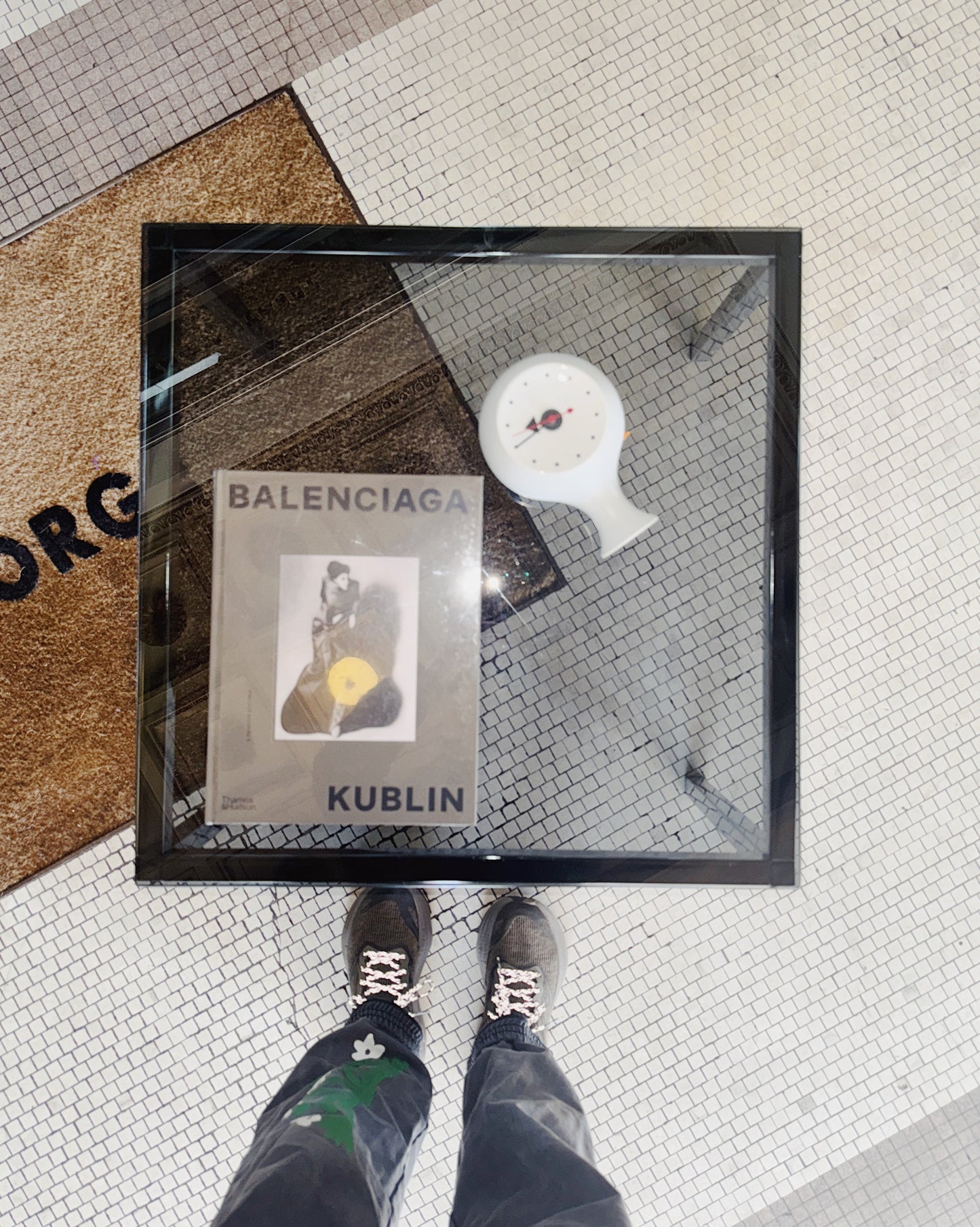 VINTAGE / Chrome & Smoke Grey Glass Coffee Table