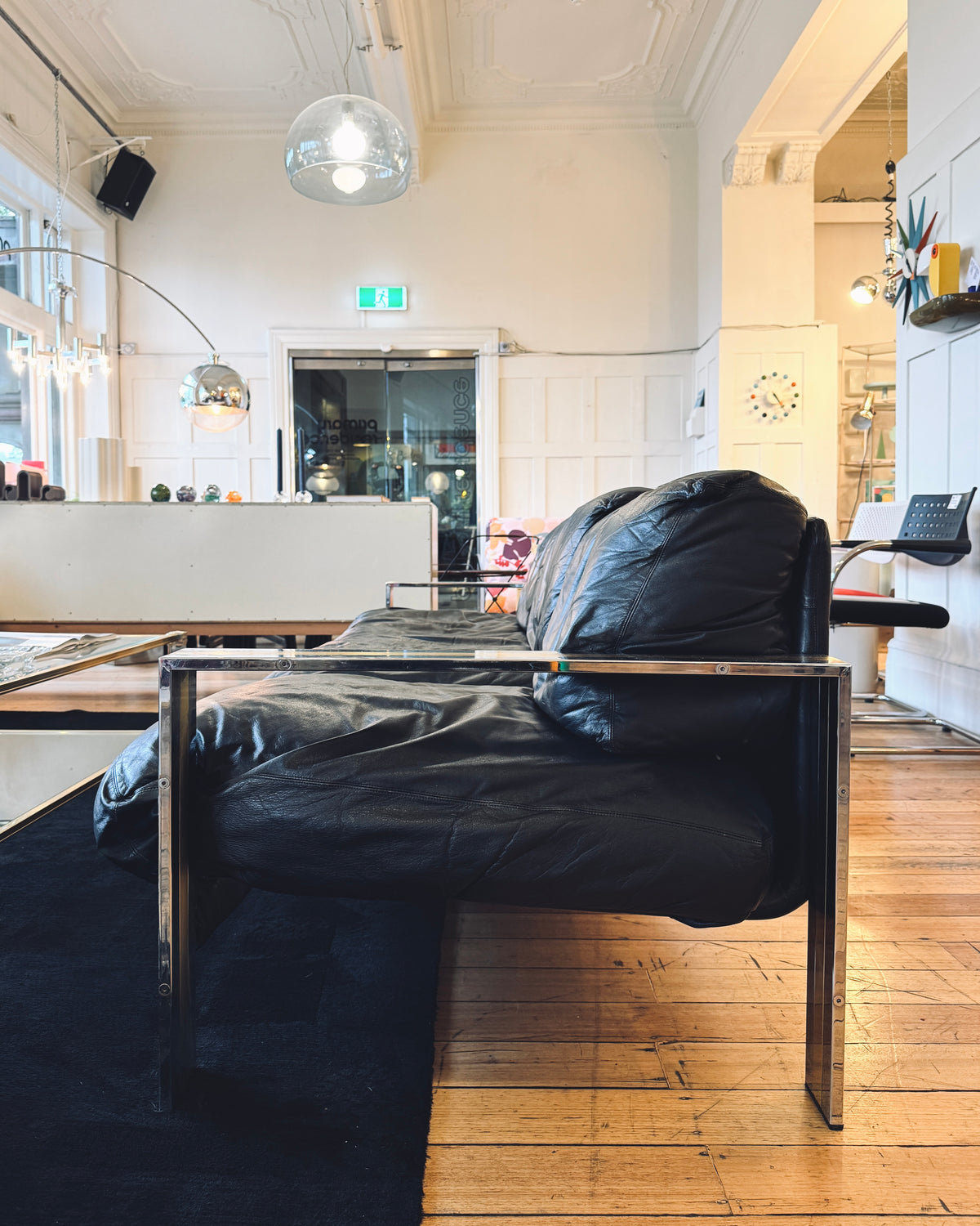 VINTAGE / Romeo Rega Leather & Chrome Sofa