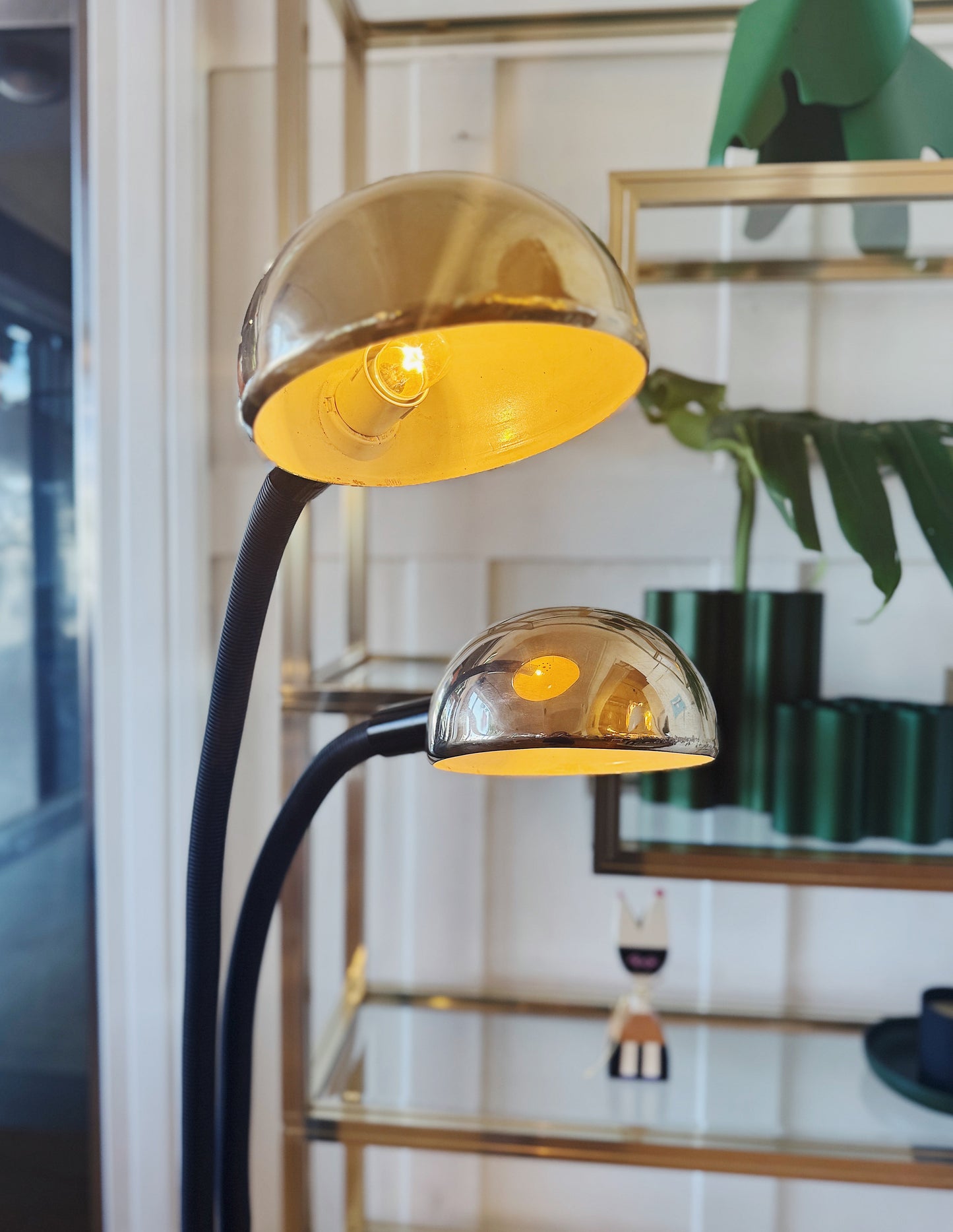 OSLO Aust. / 1970s Gold Gooseneck Floor Lamp