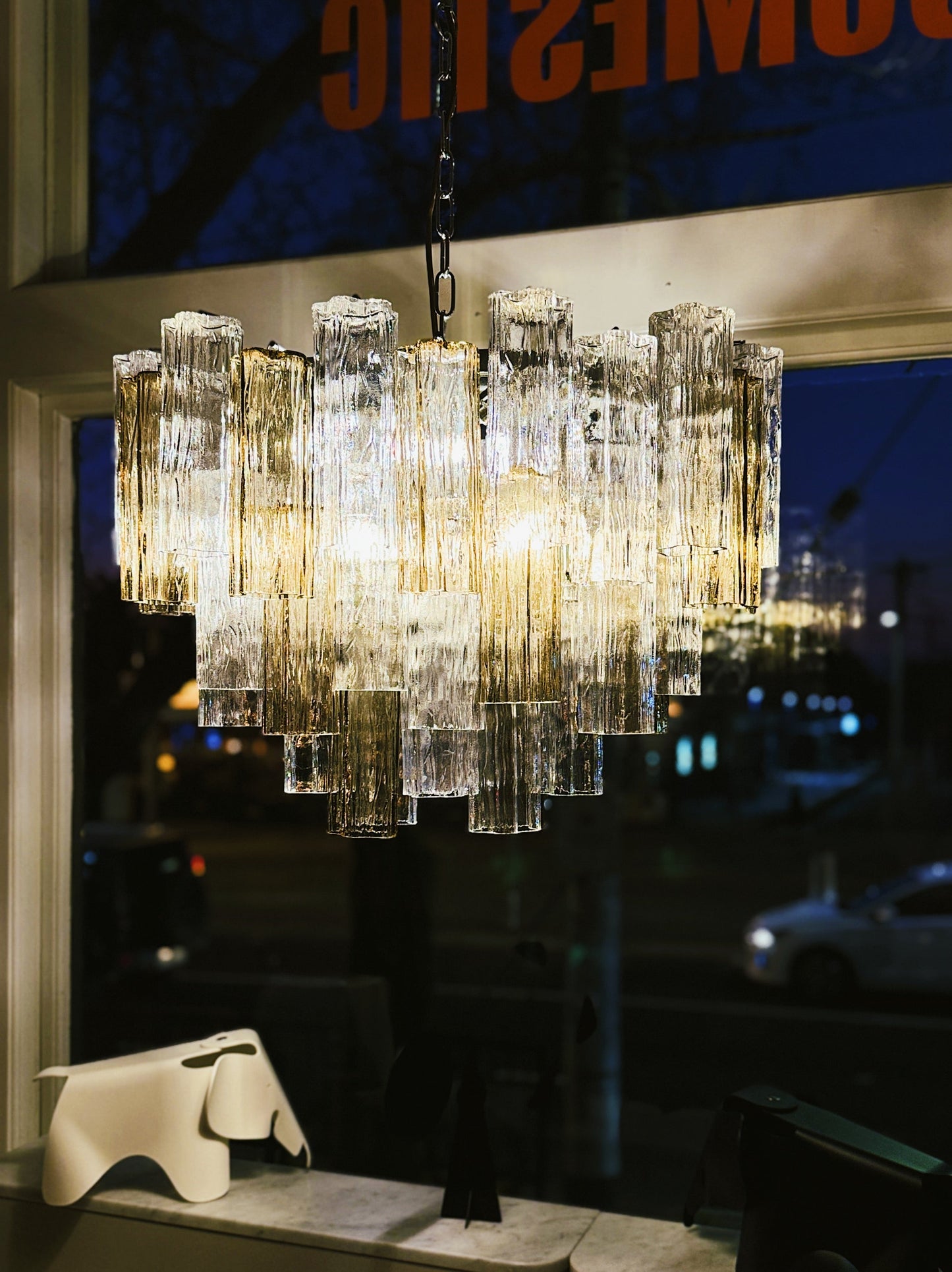 TRONCHI CHANDELIER / Vintage Oval Two Tone Venetian Chandelier