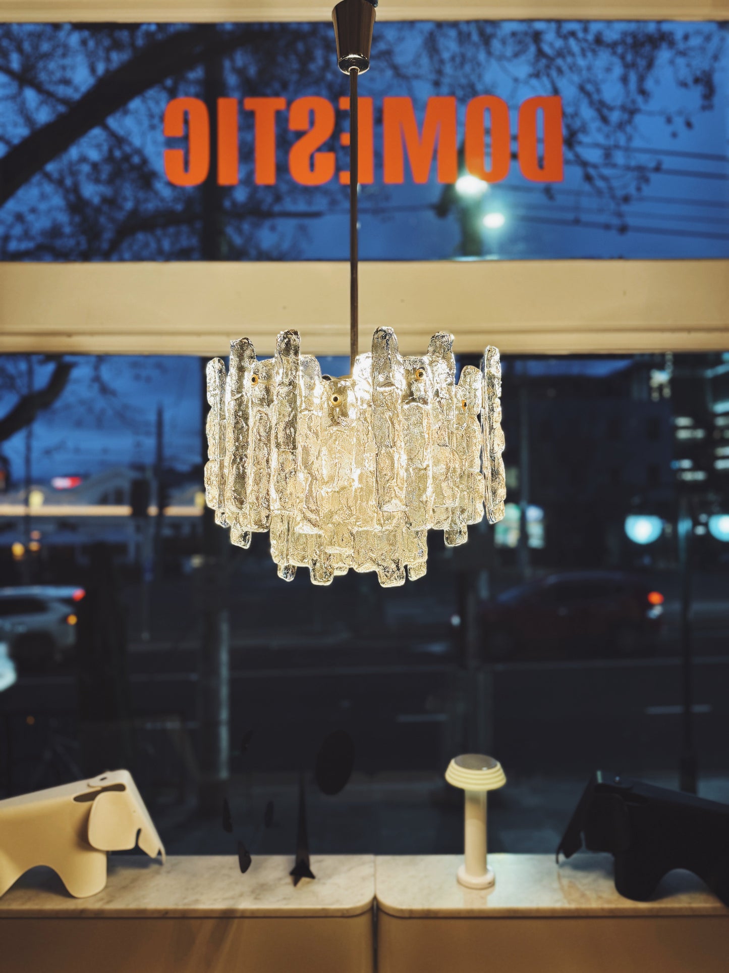 J. T. KALMAR / 1960s Ice Glass Chandelier
