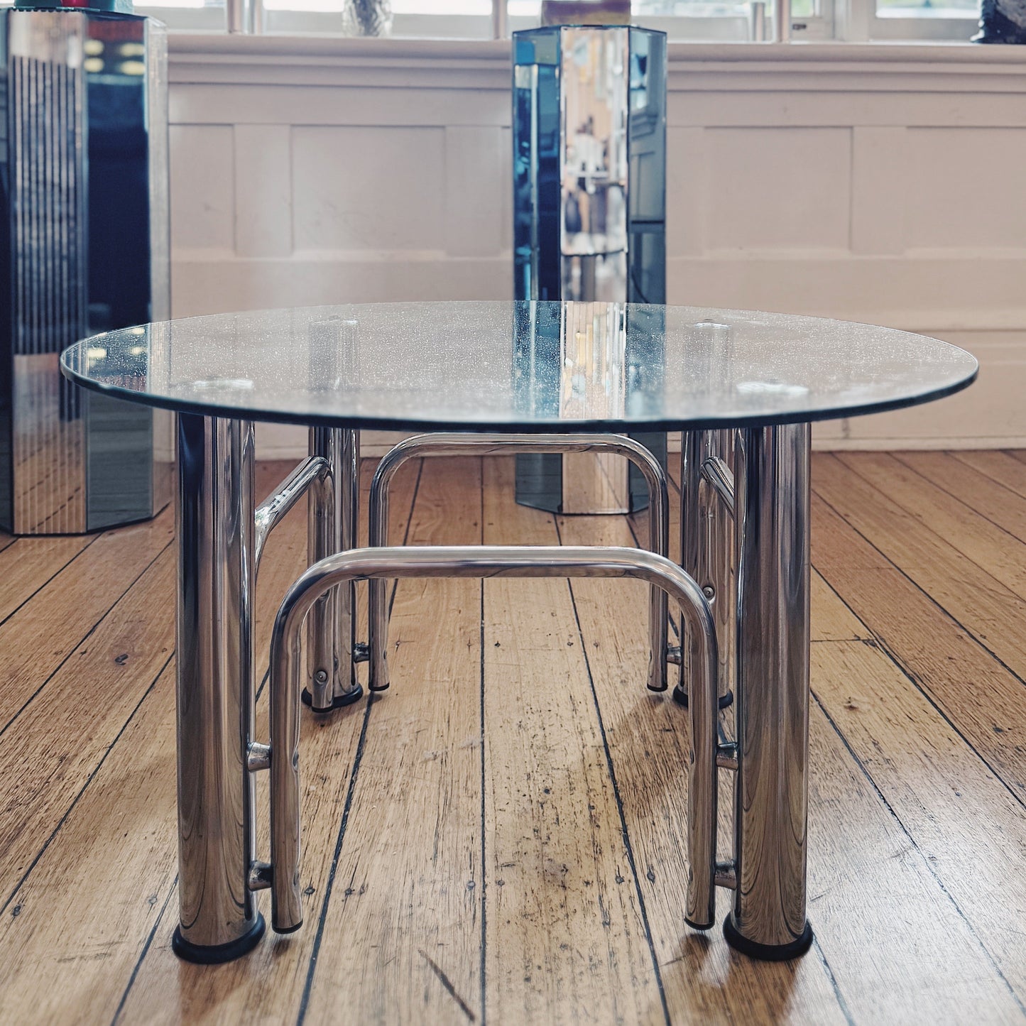 VINTAGE / Chrome & Clear Glass Coffee Table