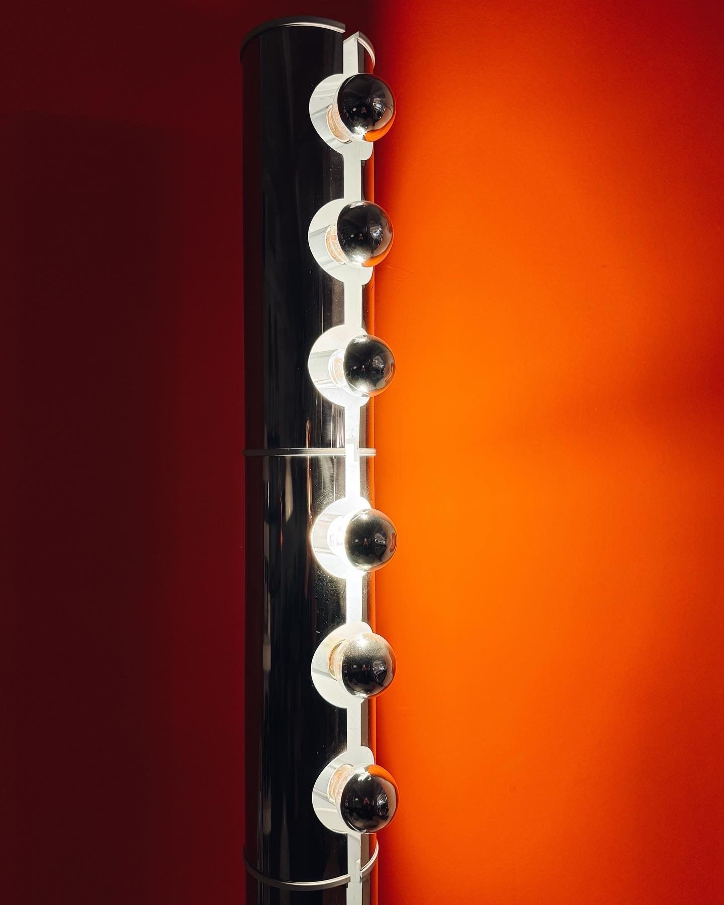 LUCI / 1970's Chrome + Stone Pillar Floor Lamp