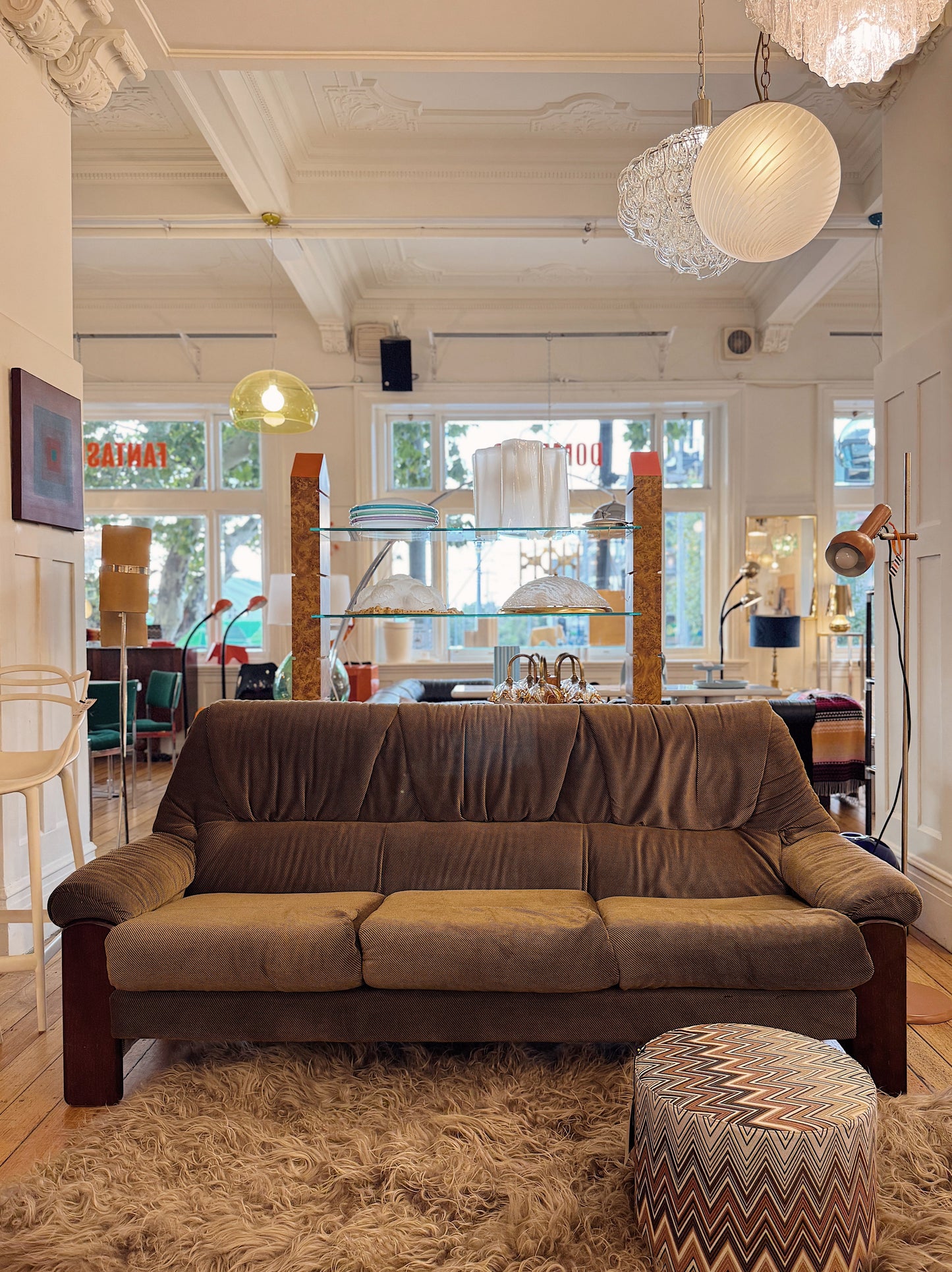 VINTAGE / Three Seater Velour Sofa