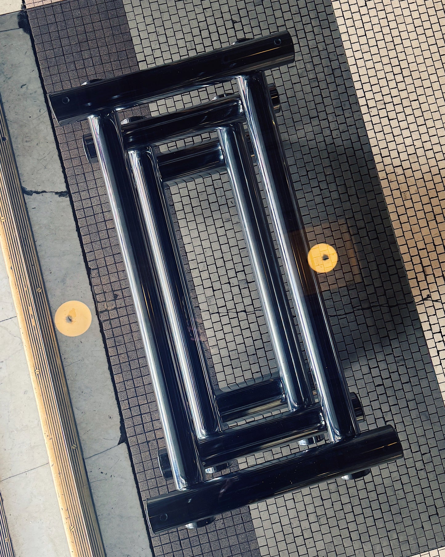 VINTAGE / 1970s Italian Tubular Chrome Smoky Glass Coffee Table