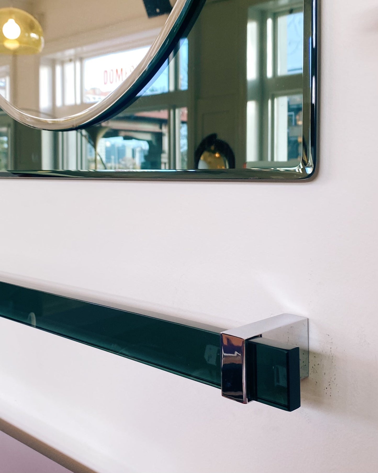 FONTANA ARTE / Gun Metal Bathroom Mirror Set + Lights
