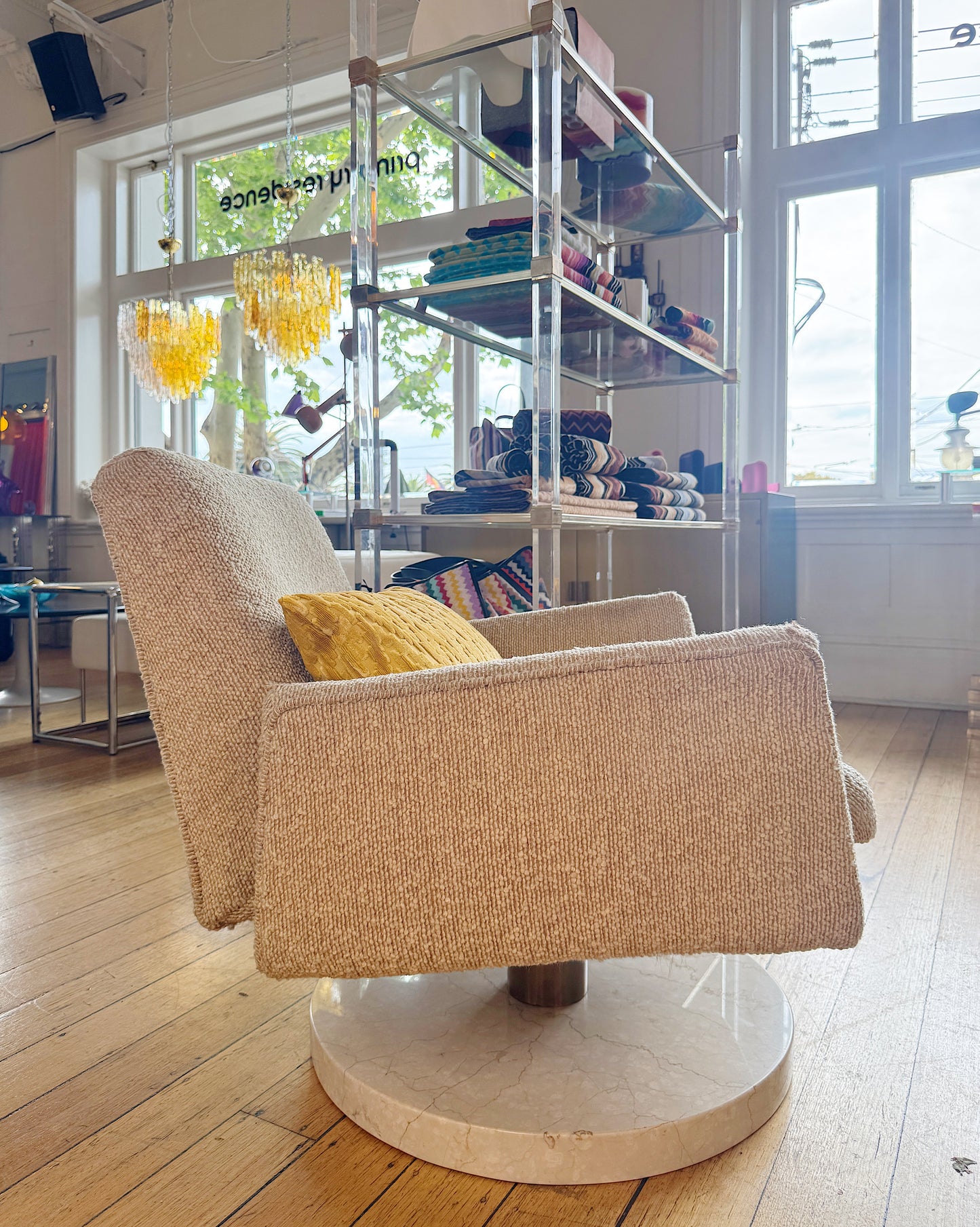 VLADIMIR KAGAN / Model 524 Lounge Chair - Original Sand Bouclé - 2 avail.