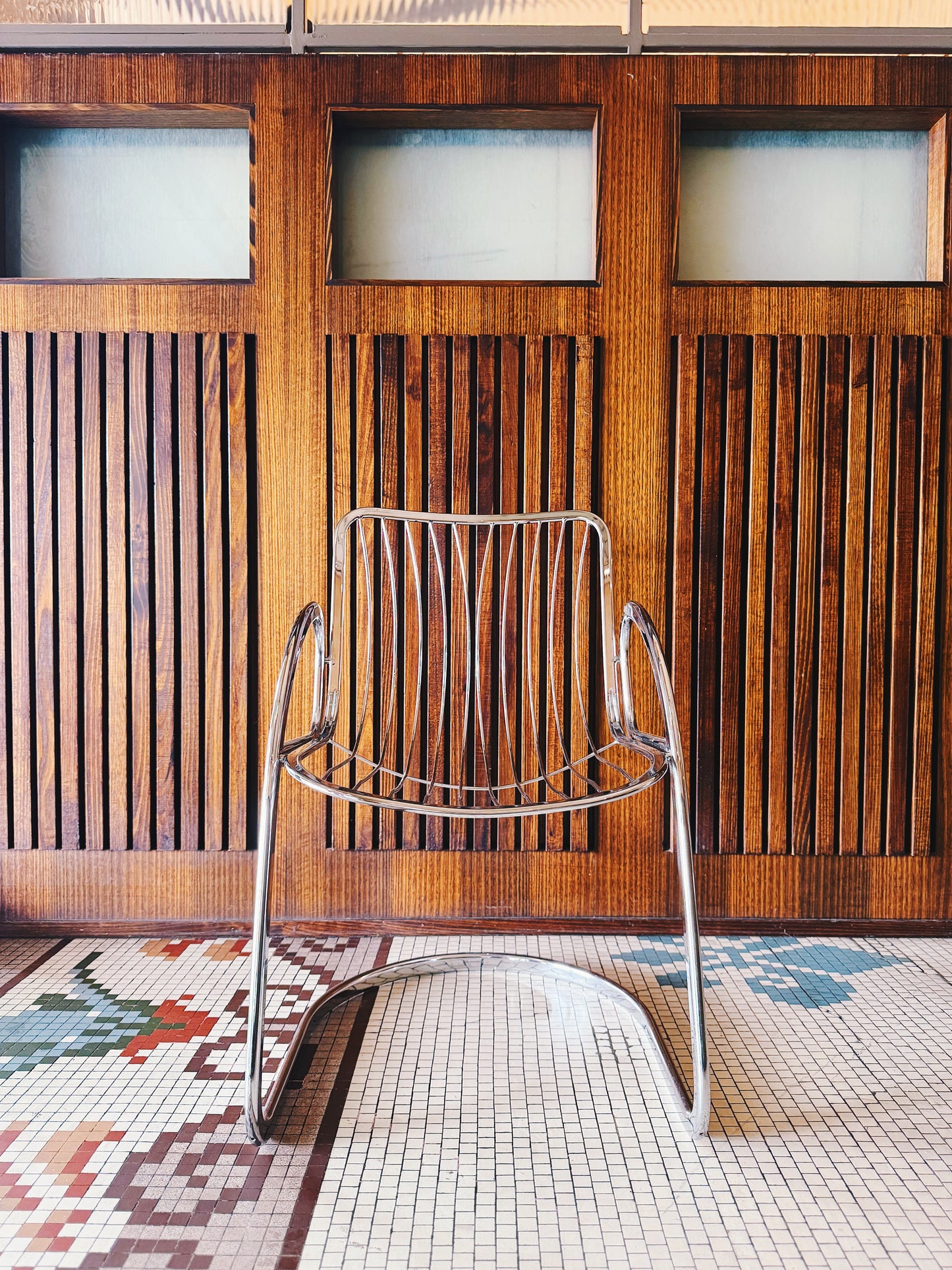 SPACE AGE / Italian Curved Chrome Chairs