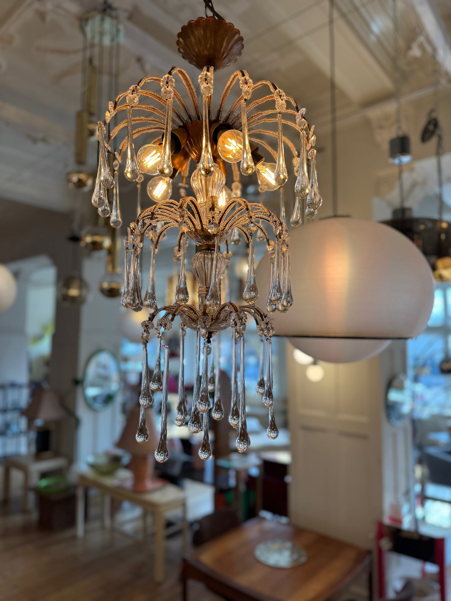 VINTAGE / Italian Waterfall Teardrop Chandelier