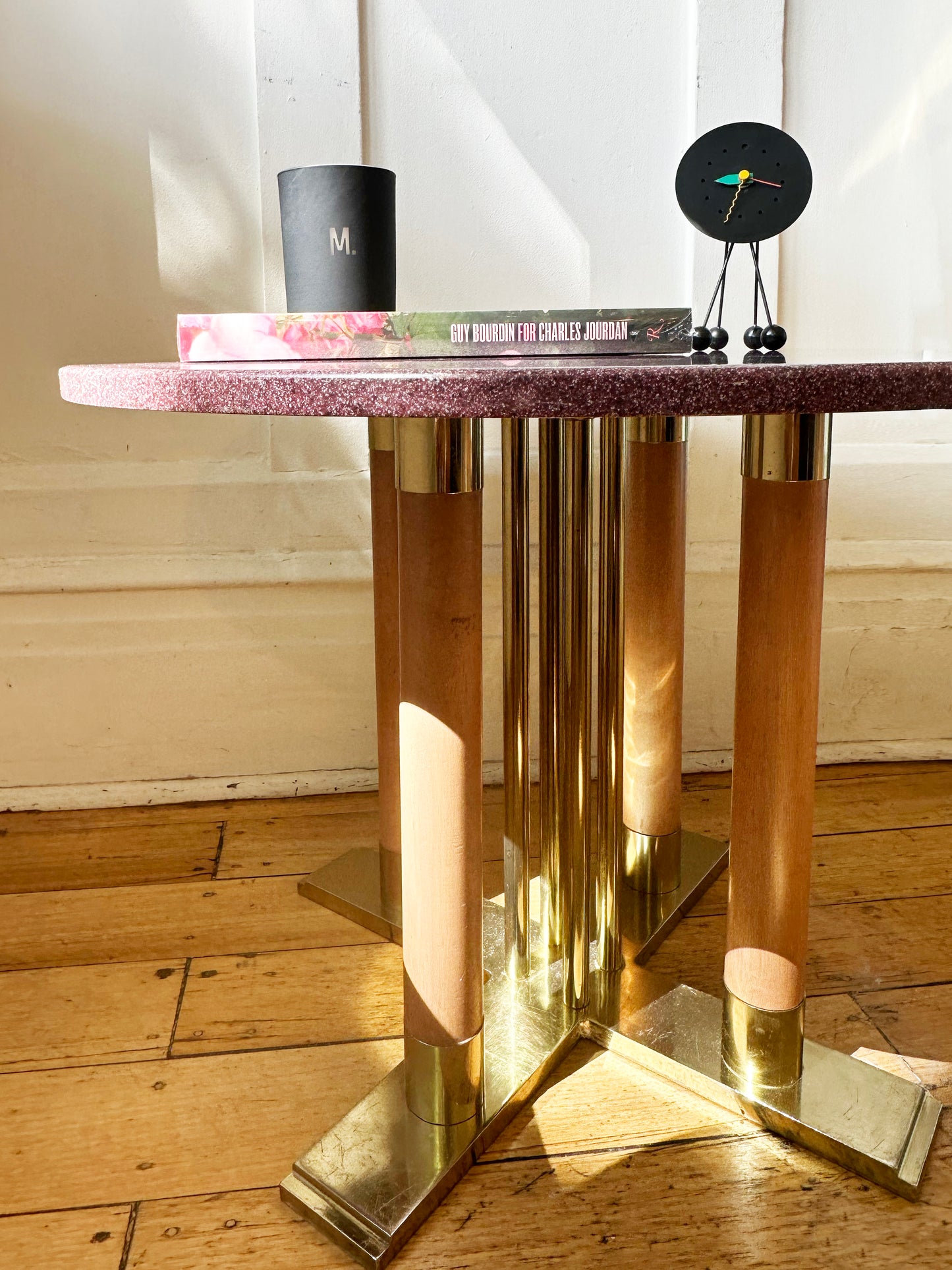 VINTAGE / Brass, Timber + Terrazzo Table