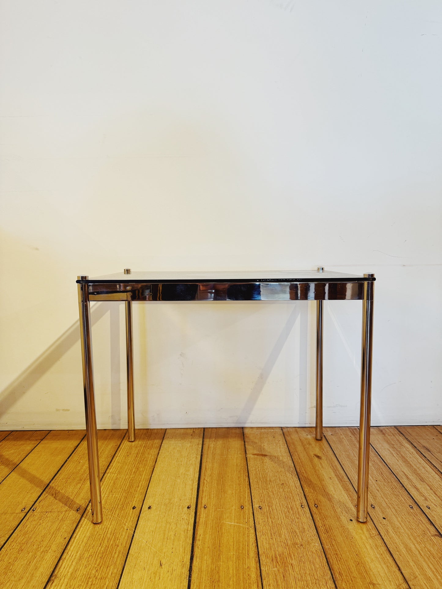 1970s HEAVY CHROME / Nesting Tables w/Bronze Fumé Glass