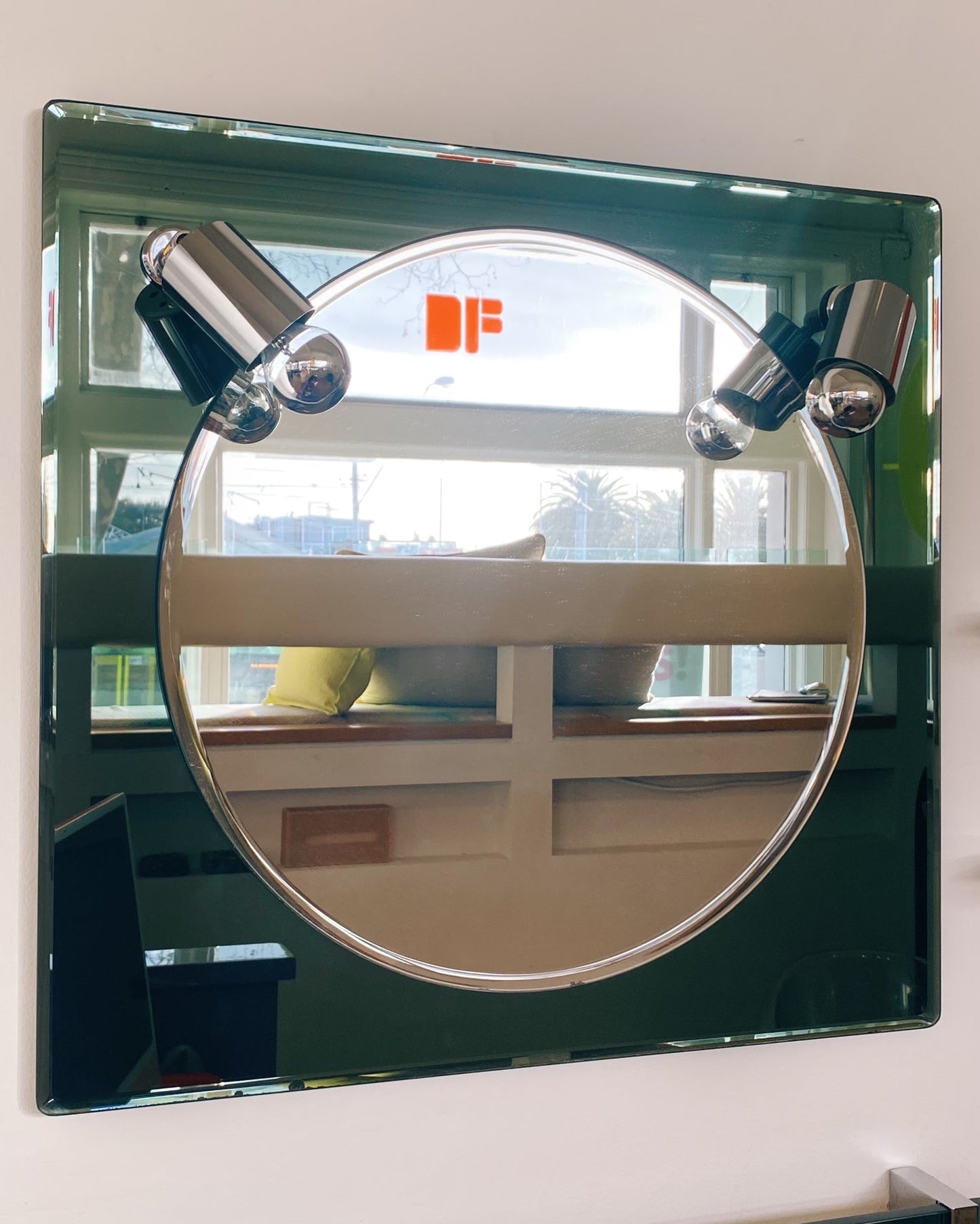 FONTANA ARTE / Gun Metal Bathroom Mirror Set + Lights
