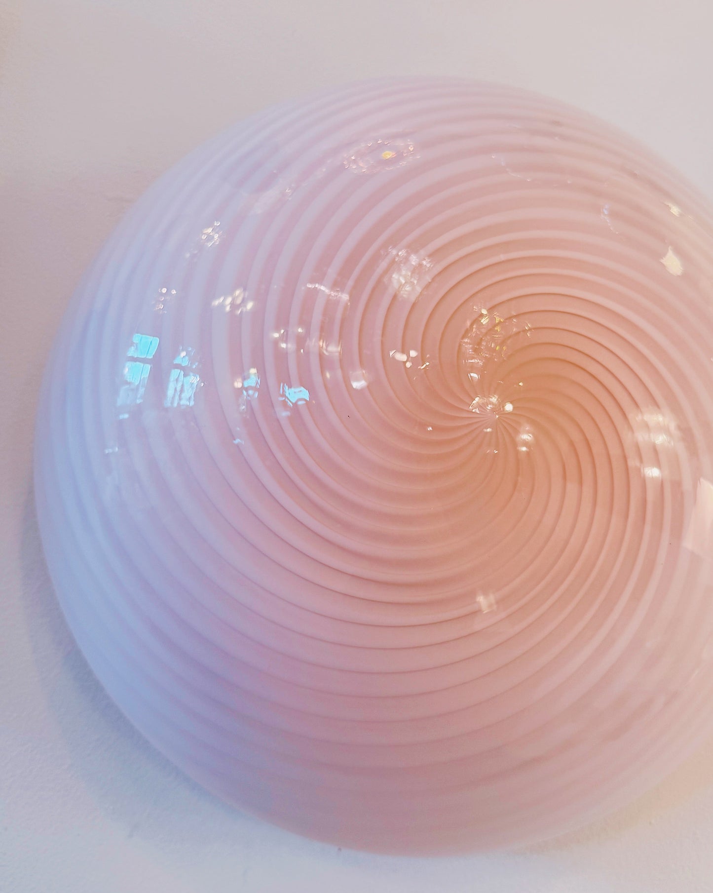 VINTAGE / Murano Swirl Bubblegum Pink Ceiling/Wall Light