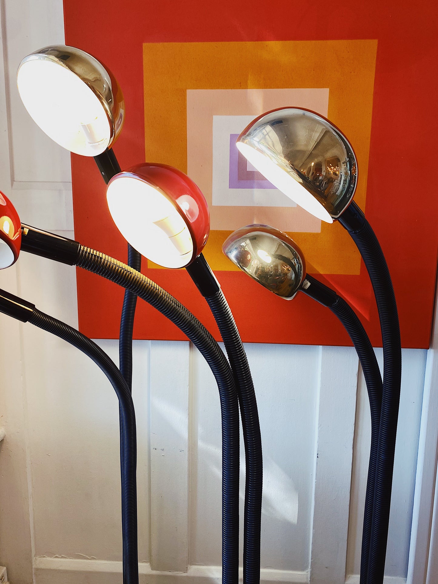 OSLO Aust. / 1970s Burgundy Gooseneck Floor Lamp