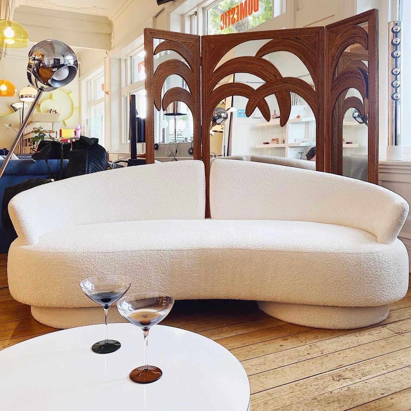 FANTASY #427 / Serpentine Cloud Style Sofa in Ivory Boucle