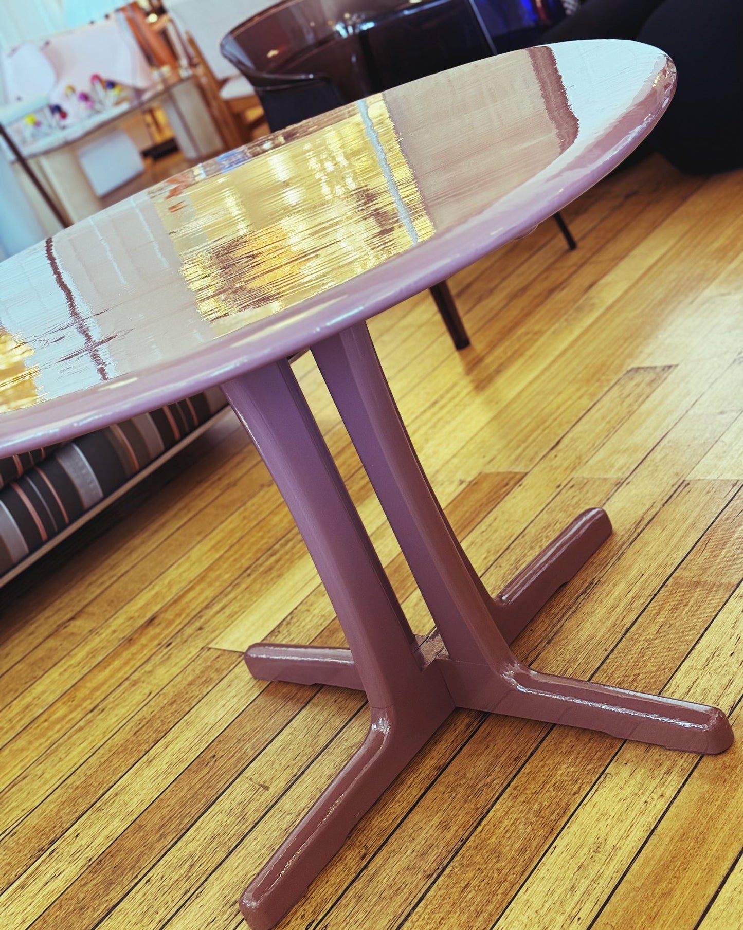 FANTASY #441 / Custom High Gloss Lacquered Dining Table in Aubergine