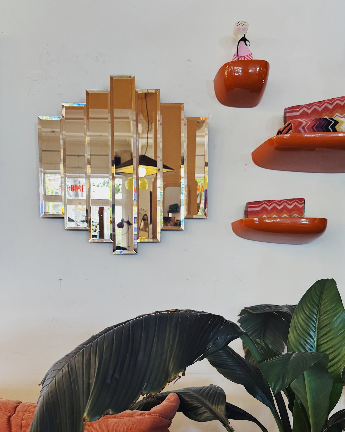 VINTAGE / Strip Panelled Rose Gold Mirror