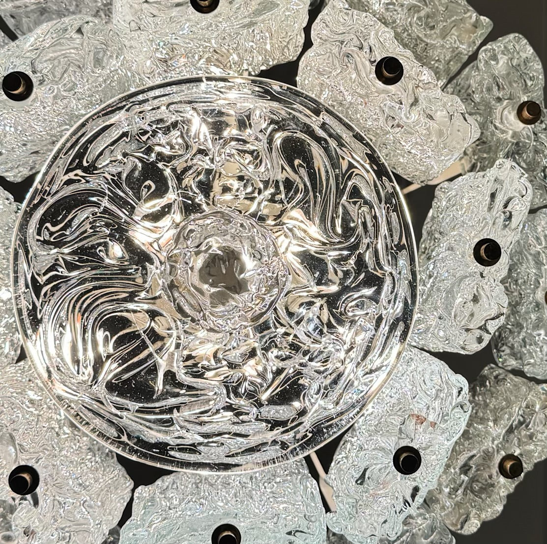 BAROVIER e TOSO / 1950s Mattonella Murano Glass Chandelier