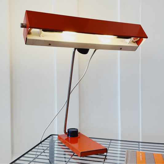 VINTAGE / German Banker Desk Lamp - Orange