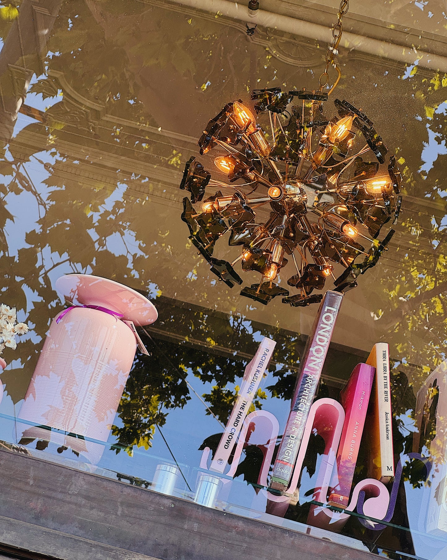 FONTANA ARTE / Vintage 1970s Smoky Glass Sputnik Chandelier