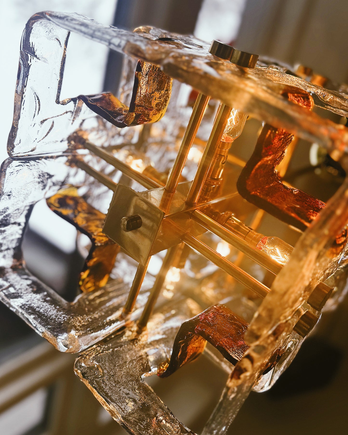 MAZZEGA / Geometric Murano Glass Suspension Light