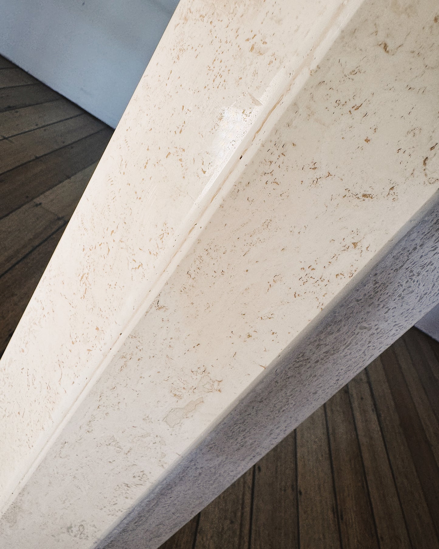 ARTEDI / Vintage 1980s Italian Travertine & Glass Dining Table