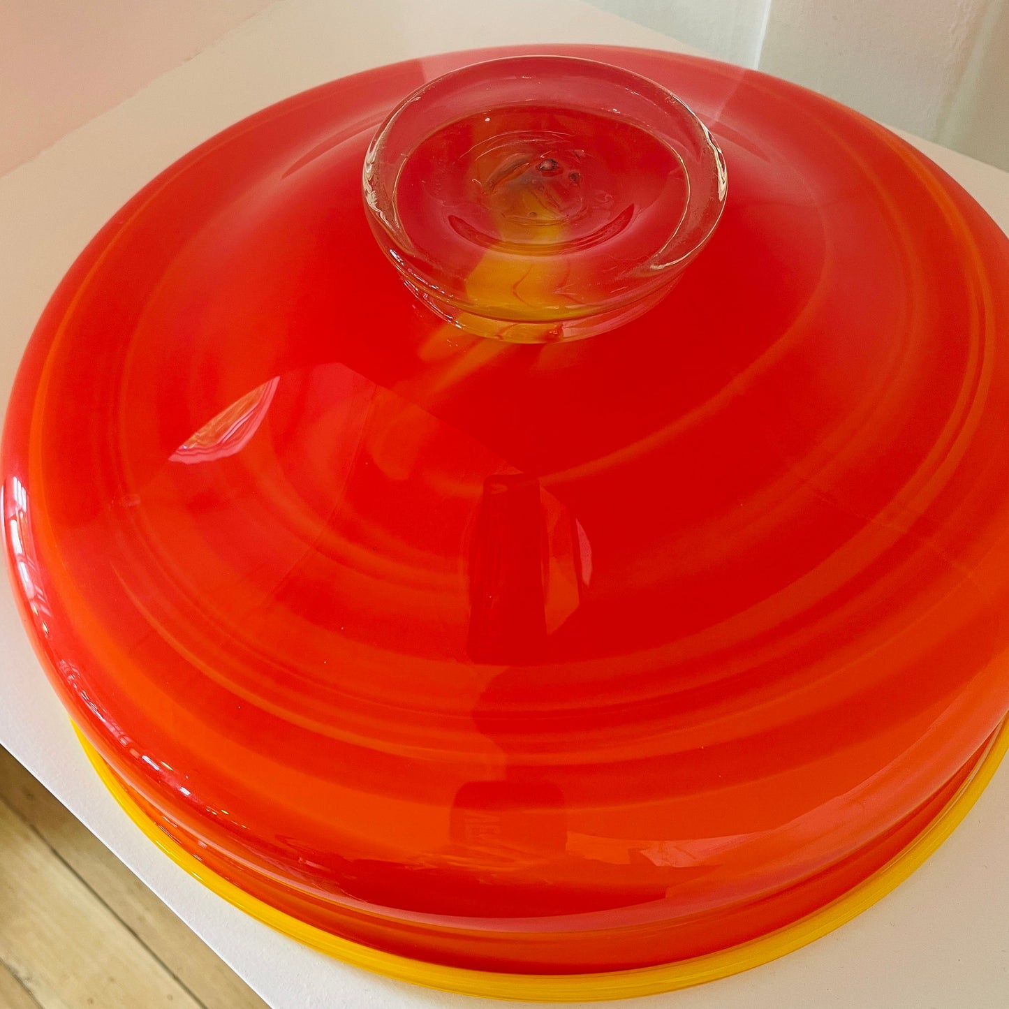 VINTAGE / Hand Blown Orange Italian Glass Tilt Bowl