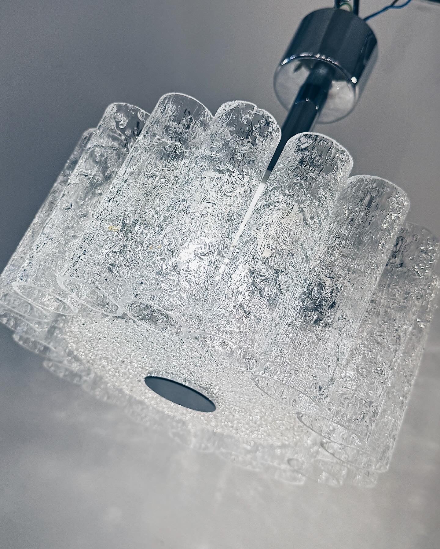 DORIA LEUCHTEN / German 1960s Single Tier Glass Tube Chandelier