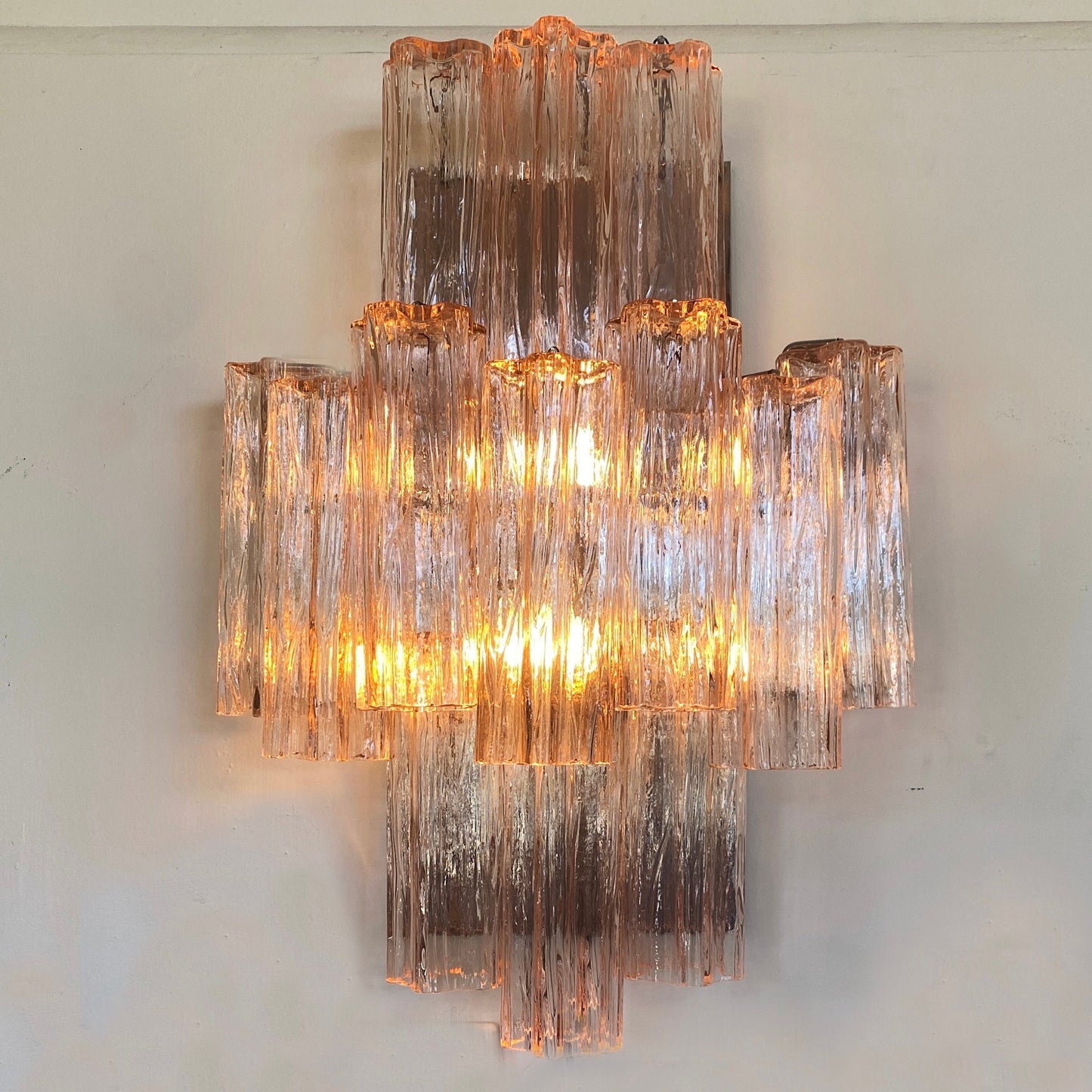 VENINI / Soft Pink Murano Tronchi Wall Sconce