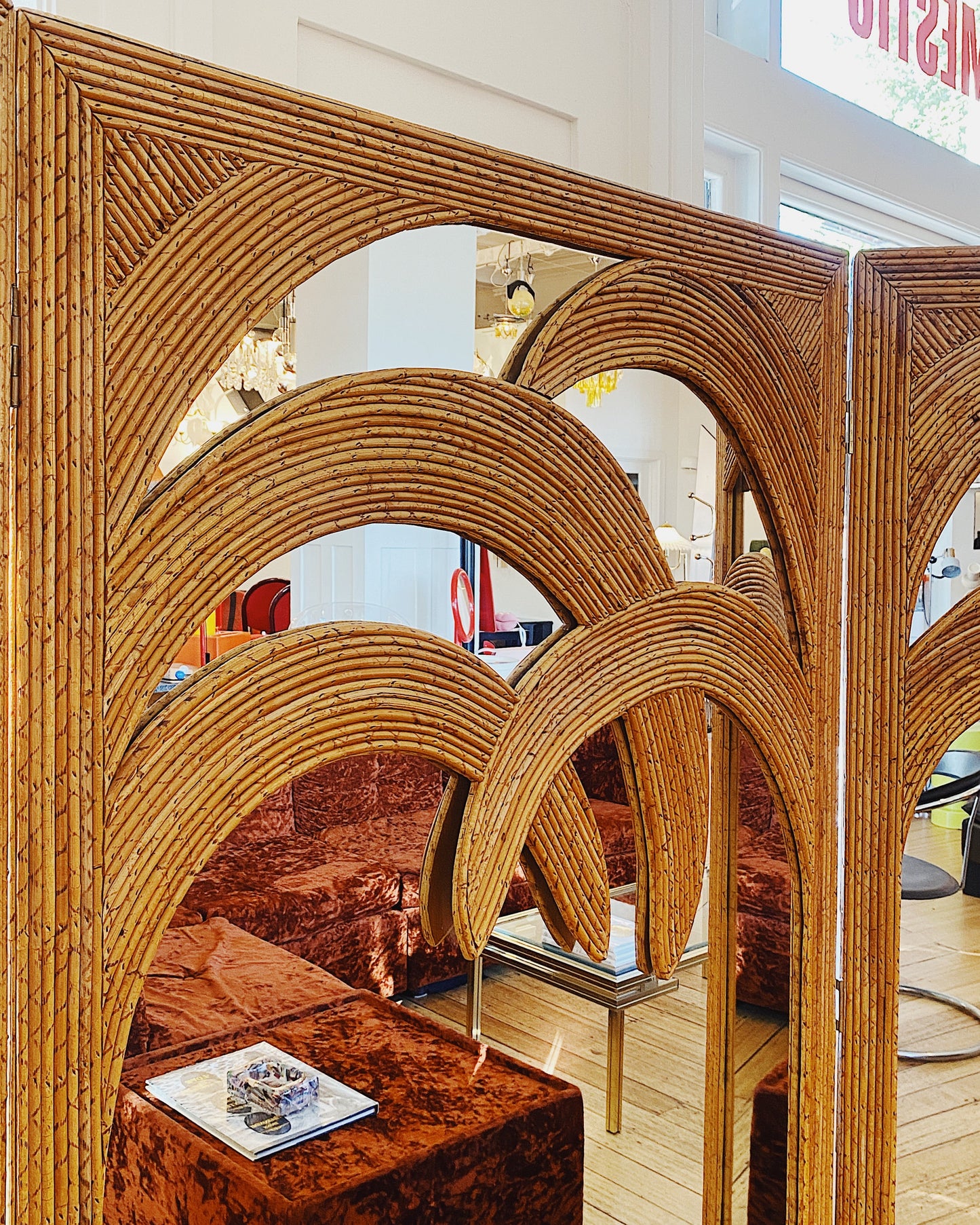 VIVAI DEL SUD / 1970s Bamboo Mirrored Screen