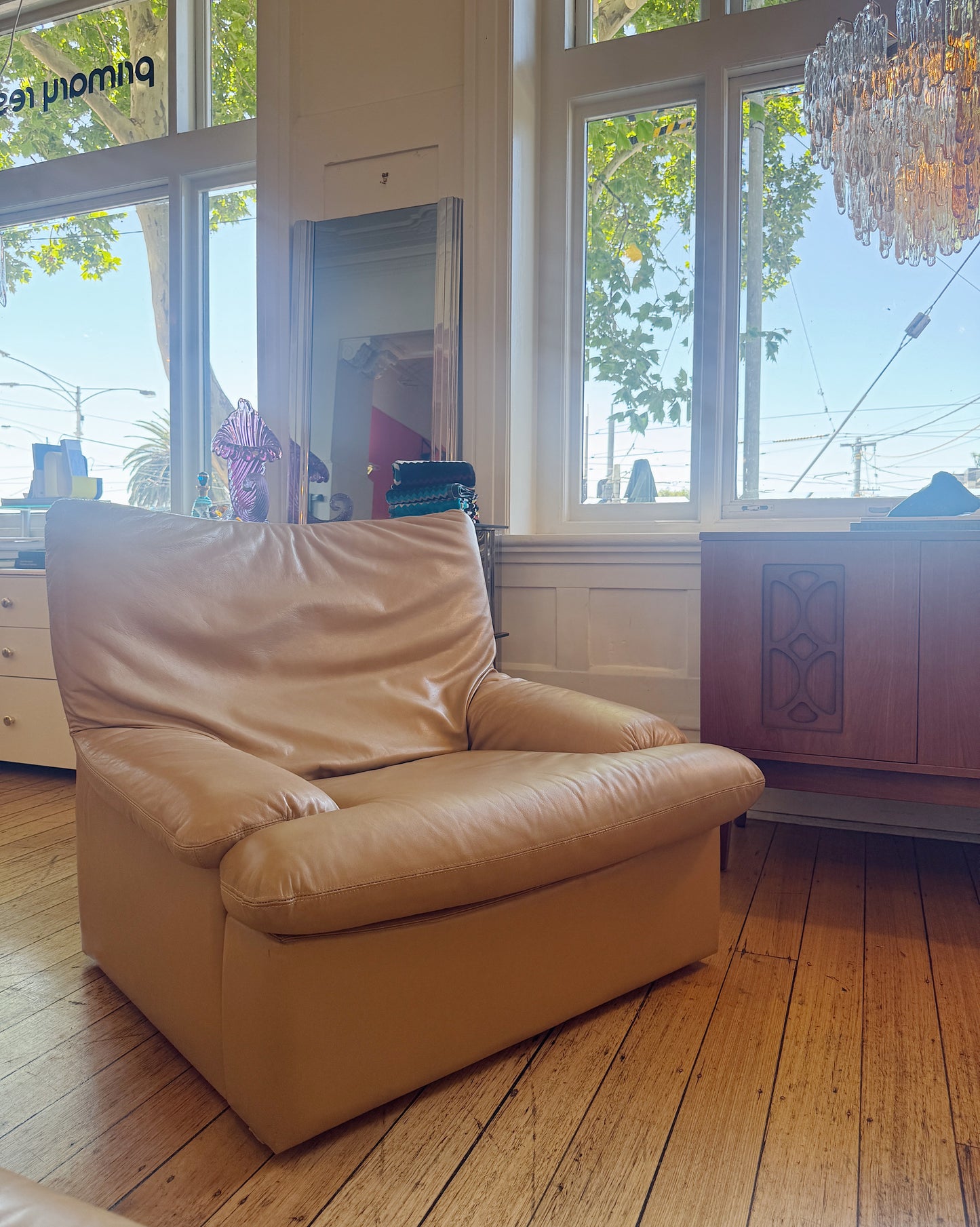 VINTAGE / Soft Tan Leather 3-Seater