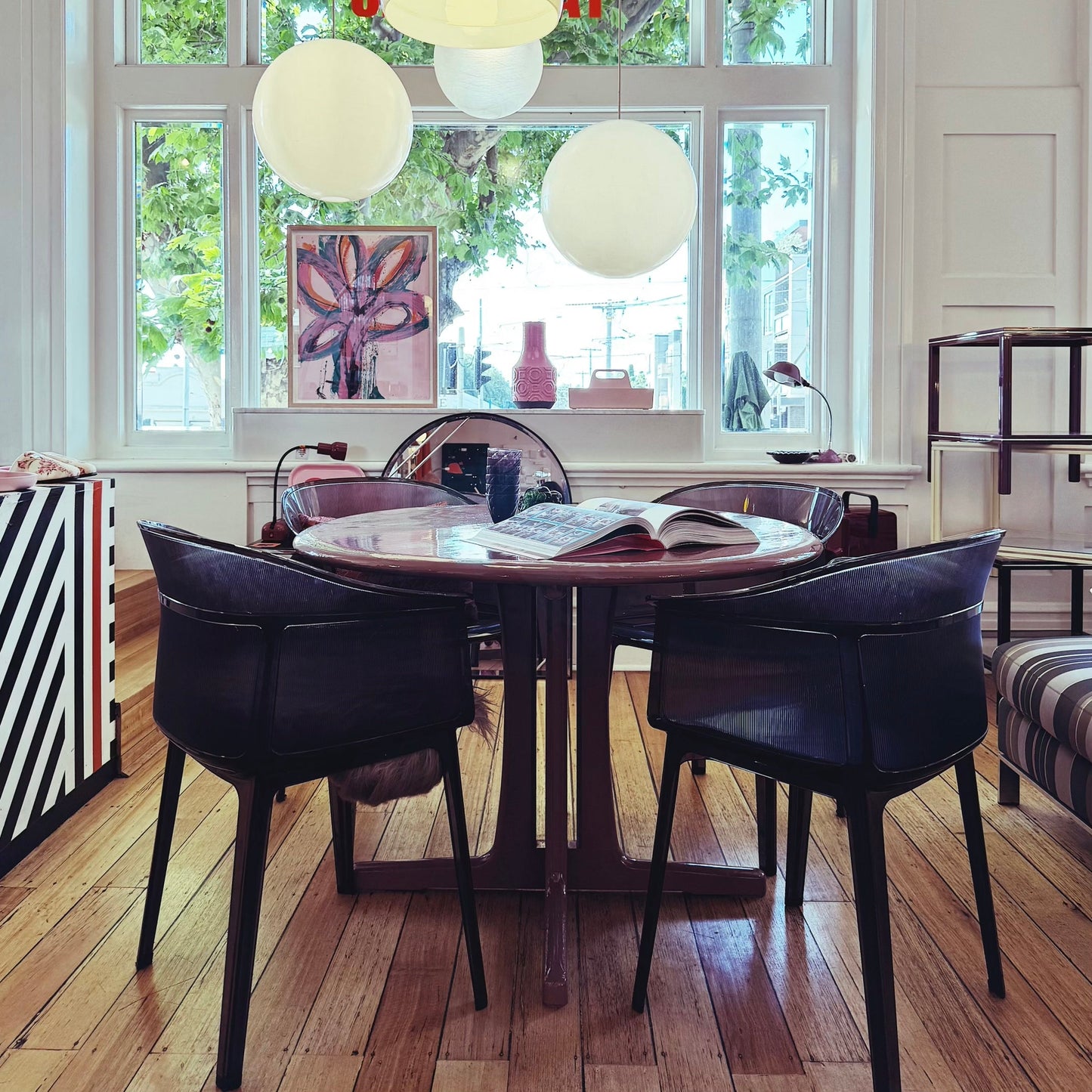FANTASY #441 / Custom High Gloss Lacquered Dining Table in Aubergine