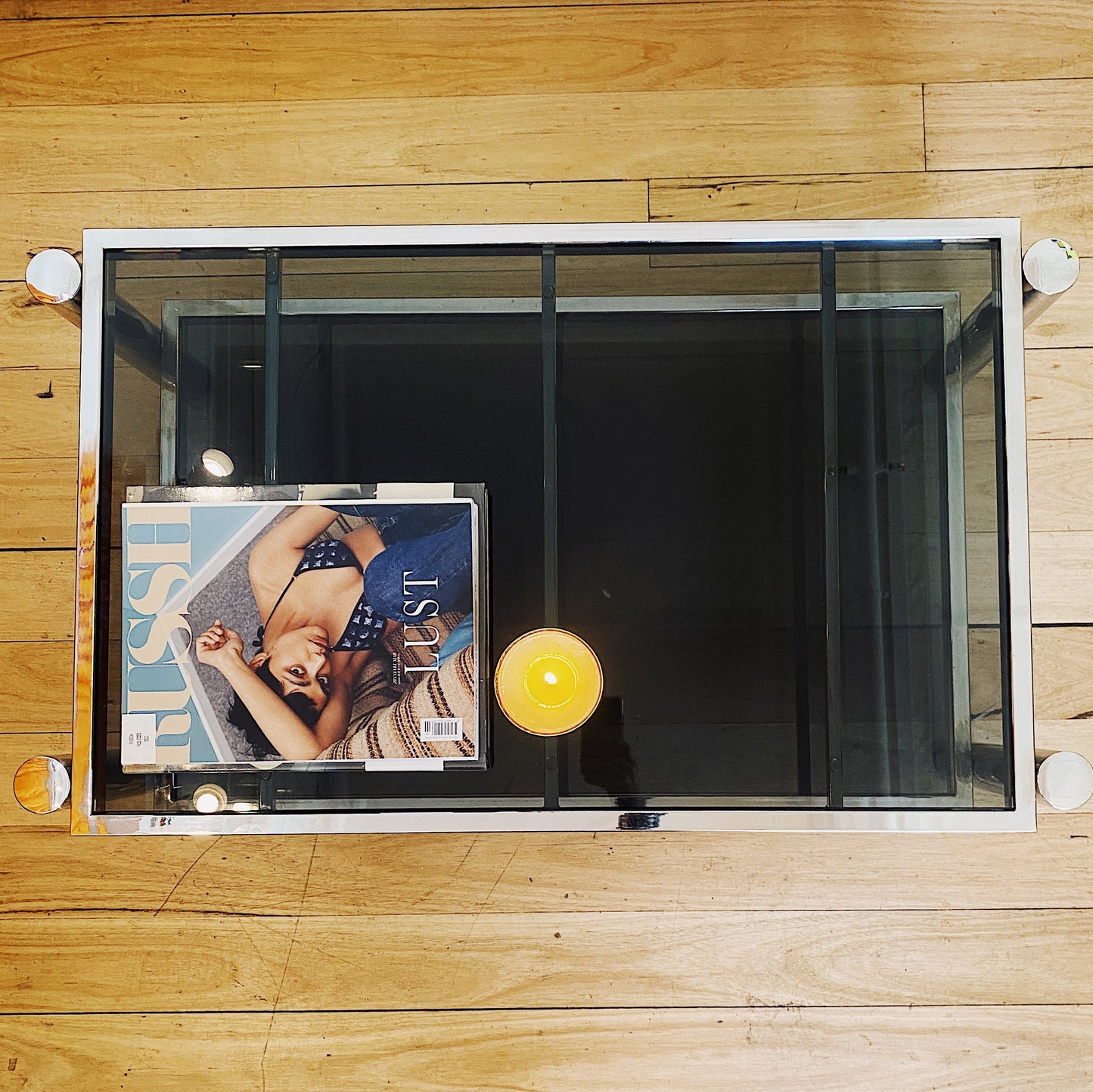 VINTAGE / Heavy Chrome Coffee Table