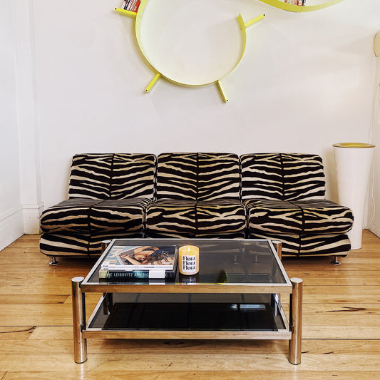 ITALIAN MODULAR / Zebra Print Velour Chairs