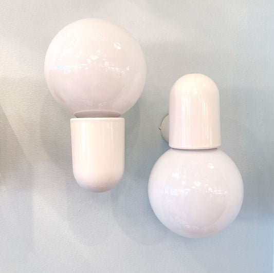 ALIBERT / 1980's Plastic & Glass Wall Sconce Lights