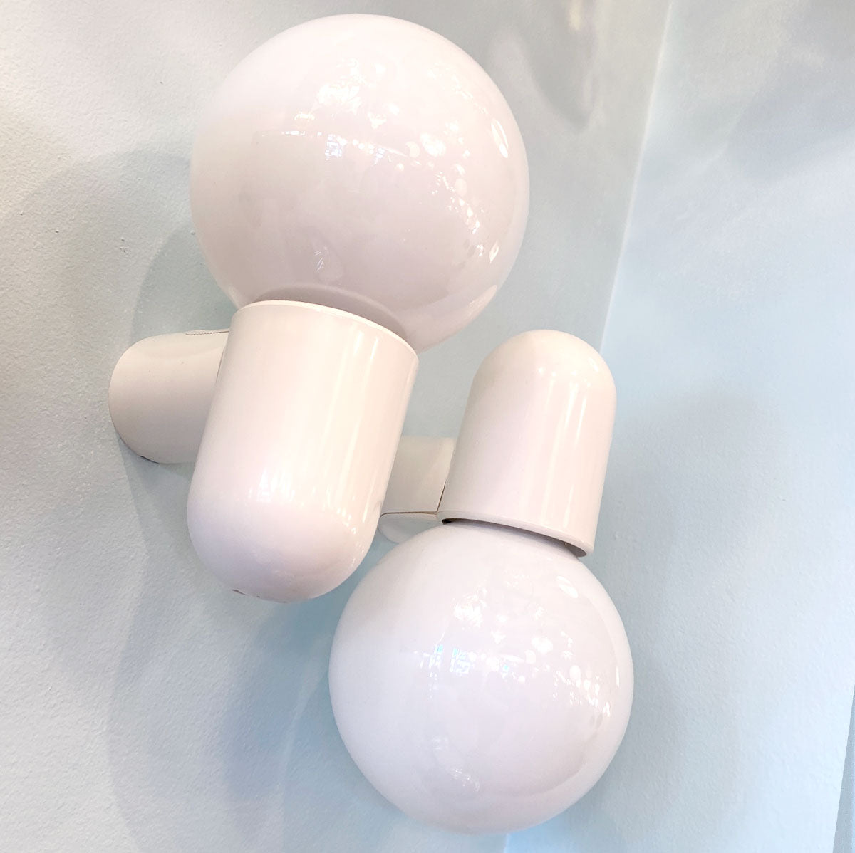 ALIBERT / 1980's Plastic & Glass Wall Sconce Lights